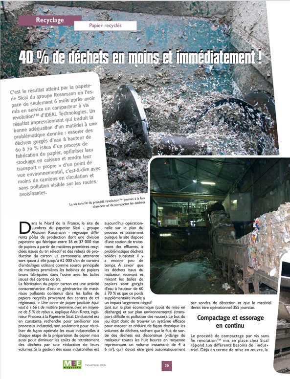Essorage Déchets de pulpeur